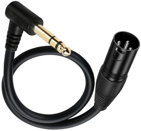 Halokny XLR auf 1/4 Kabel, 90 Grad 6,35 mm (1/4 Zoll) Mono-TRS-Stecker auf 3-poligen XLR-Stecker, symmetrisches Mikrofon, Stereo-Audio-Konverter, Adapter, 50 cm (XLR-Stecker auf 6,35 mm TRS)