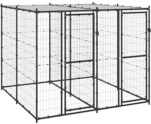 hundehöhle XXL,hundelaufstall,cage,hundebox Holz,Outdoor-Hundezwinger Stahl mit Überdachung 4,84 m²Entworfen für Garten und Terrasse.