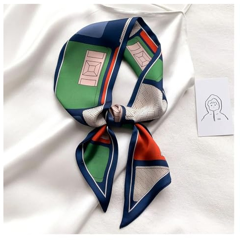 LHSJYG huvudduk damer tryck hårband halsduk kvinnor hals slips väska halsdukar satin silke tunna huvuddukar damer foulard blomband (färg – 22)