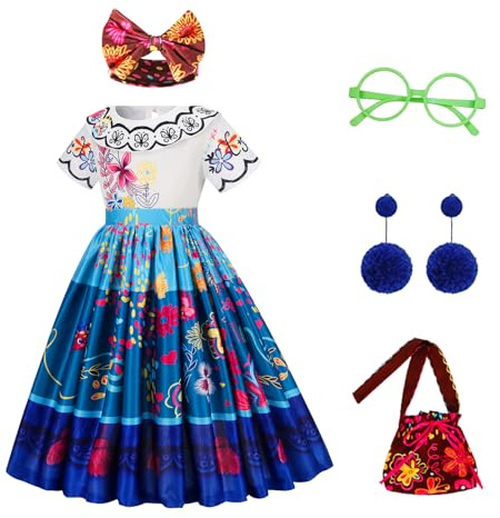 EARJIA Déguisement Princesse Fille Robe Bleu-Violet Pour Enfant Tenue D'anniversaire Noël Halloween Carnaval Avec Accessoires