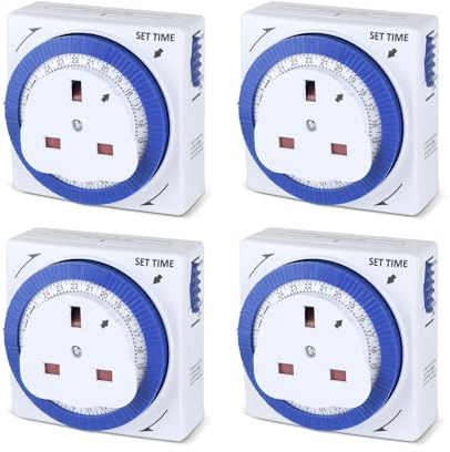 M EGA MEGACUBE 24 Hour Square Mechanical Timer, Plug-in Time Controller - Blue - 4 Pack