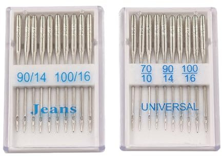 Fazvncv 1 Set Jeans Nähmaschinennadel 70/10 90/14 100/16 Regular Point Nähnadel für Jeans und Heimprojekte