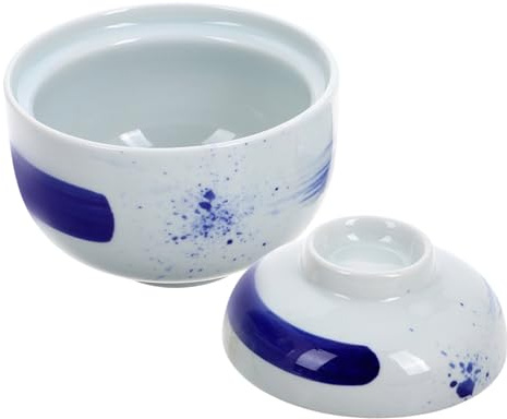 ULTECHNOVO Cuenco de Sopa de Cerámica con Tapa Estilo Japonés para Servir | Diseño Tradicional, Apto para Cocción al Baño María y Vapor, Uso Versátil en Cocina y Mesa