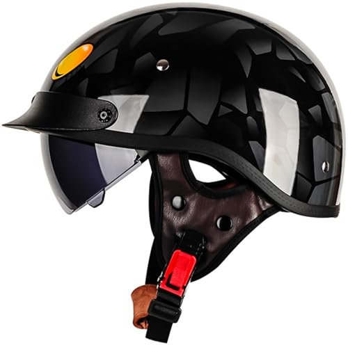 Casco Scodella Portatile, Mezzi Caschi Jet Mezzo Caschi Da Motociclista Vintage Caschi Cromwell Caschi Casco A Scodella Scooter Motorino ECE/DOT Omologato Mezzo Elmetto Da Moto 3,XXL