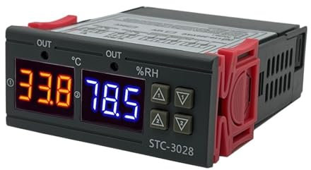JWWIAZ Controllore di Temperatura e umidità del termostato STC-3028 Termometro igrometro Incubatrice Controller AC 220V 12V 24V(DC 12V)