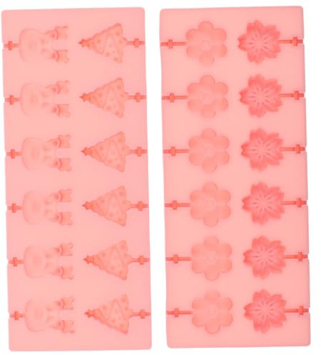 Cabilock 2pièces Moule à Sucettes Silicone Cavités Pour Chocolat Et Gâteaux Motif Floral Et Noël Lot