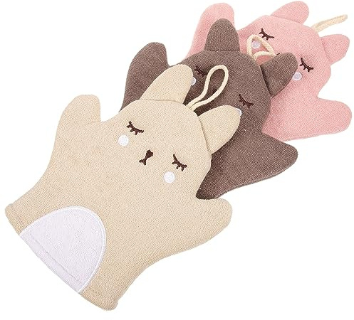JECOMPRIS 3piezas Guantes Exfoliantes Baño Guantes de Ducha Suaves y Cómodos Piel para Uso Diario el Baño o Ducha Color Aleatorio