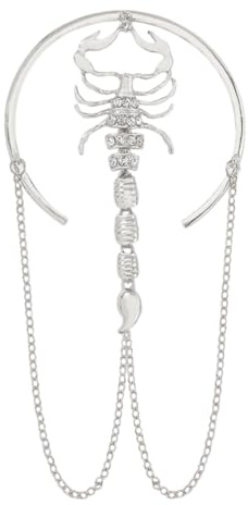 FRCOLOR Bracelet Manchette Ouvert Gothique En Alliage Réglable Pour Femme Usage Quotidien Taille Unique Motif Scorpion Argenté Avec Décorations Cristallines