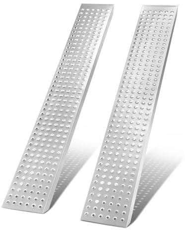 Abhpjuy 2X Auffahrrampe Alu 120cm Auto Rampe, 400 kg Auffahrrampe für anhänger, Leichte & rutschfeste Verladerampe für Rollstuhl, PKW, Motorrad, ATV Quad