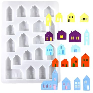 Moule en silicone souple pour maison européenne avec détails de maison européenne pour la fabrication de porte-clés, décoration de bijoux