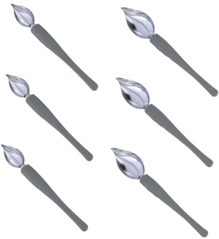 MOTHNUR 6Pcs Stainless Steel Kitchen Saucier Spoons for Food Decoration Coffee Art and Sauce Plating Cake Baking Portable Lightweight