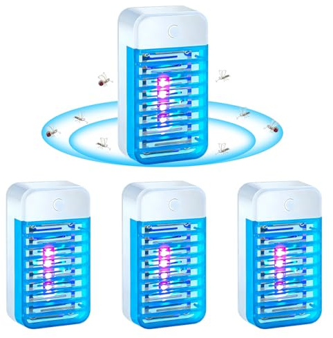 Bug Zapper, 4 Packs Fly Zapper Electric Indoor, Mosquito Killer Lamp with UV Light, Insect Trap Lamp, Electronic Catcher for Living Room, Home, Kitchen, Bedroom, Baby Room