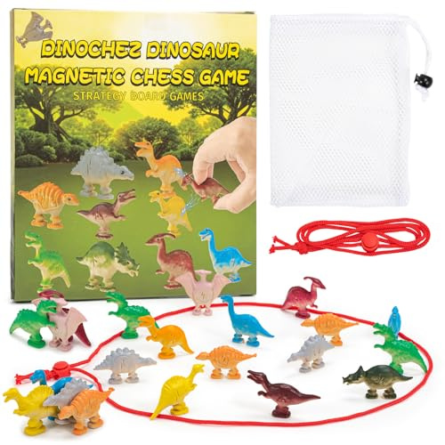 Magnet Schachspiel, Tragbares Magnetisches Schachspiel Mit Schnur, Interaktives Dinosaurier-Party-Familien-Camping-Tisch Magnet Schach Strategie, Magnetic Chess Pädagogisches Reisespiel Für Erwachsene