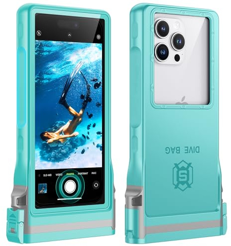 Lanhiem Waterproof Phone Case Universal, Professional IPX8 Waterproof 15M Diving Phone Cover [Underwater Touchscreen] Case for iPhone Samsung Google Xiaomi and 4.7-6.9'' Mobile Phones,Blue