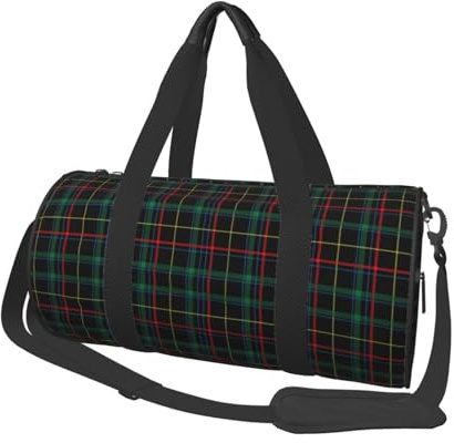 Nevjipu Grande borsone da viaggio – Buffalo Plaid verde scuro stampa borsa da viaggio palestra per donne uomini borsa pieghevole per donne uomini con tasche multiple con cerniera