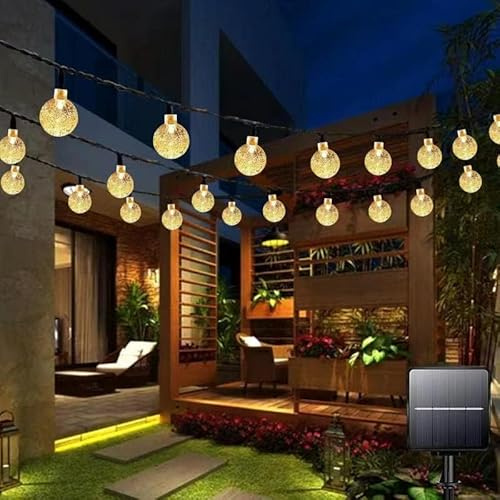 Garlocht Solar String Lights,100LED 12M/39Ft Solar Fairy Lights Outdoor Waterproof, Garden Lights with 8 Modes,Decorative Lighting for Home,Patio, Yard, Wedding, Decorations（Warm White）