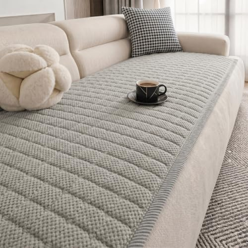 AOOTE Fundas para Sofa Antideslizante, Funda para Sofá de 3 Plazas(180cm) a Las Manchas y a los Arañazos de Las Mascotas, Protector de Cubre Sofa para Salas de Estar-Gris Claro