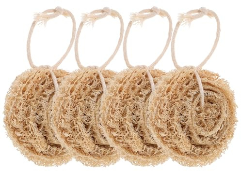 Mipcase 4pcs Loofah Dishwashing Sponges with Strong Water Absorption and Lightweight Design, Natural Brown Loofah Sponge for Kitchen Cleaning and Dish Scrubbing