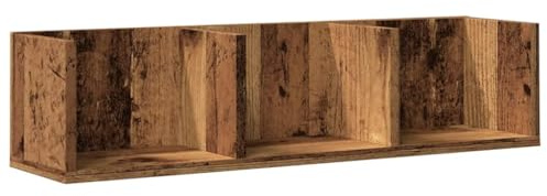 Kaorsrow CD-Wandregal Altholz-Optik 75x18x18 cm, Schweberegal aus Holzwerkstoff mit 3 Fächern, Stabiles Wandregal für CDs DVDs und Bücher, Medienregal zur Wandmontage