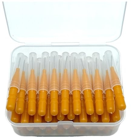 Interdentalborste typ I, push pull, 0,6–1,5 mm, rengöring mellan tänder, munvård, tandtråd, 25/40 st (orange 0,7 mm 40 st)