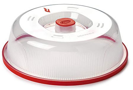 Snips, Cloche Alimentaire pour Micro-ondes, Cloche Couvre Plat 26,2 x 26,2 x 7,6, Couleur Rouge et Transparent, Made in Italy