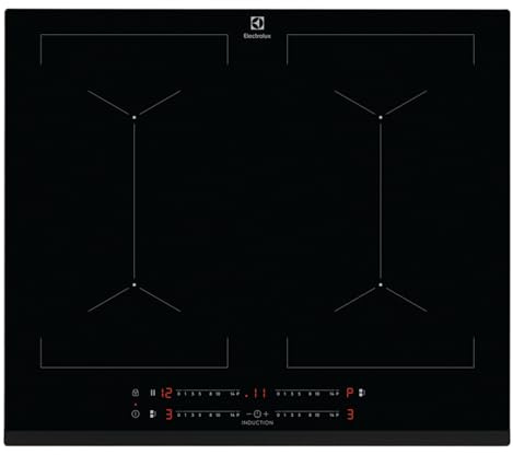 Electrolux EIV644 – Placa de Inducción Serie 600 Flex, 60 cm, 4 Zonas, Biselada, Control Táctil Deslizante, PowerBoost, Función Doble Puente, Temporizador, Pausa, Bloqueo Seguridad, Hob2Hood