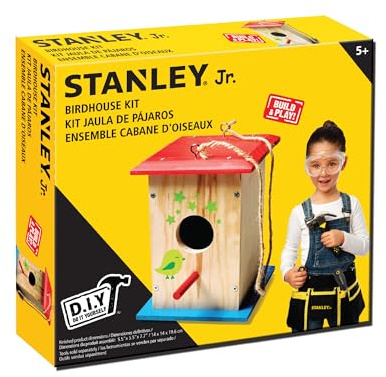 STANLEY Jr. Wooden Bird House Kit - Creative Arts and Crafts Set for Kids and Adults - Wooden Birdhouses with Paint Strips, Brushes, Stickers and String (Bird House Kit (Classic))