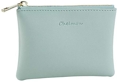 Chelmon Vegan Leather Coin Purse Pouch Change Purse With Zipper For Men Women (Green Light)