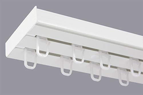 KARPOL Double Curtain Rail Track PCV Ceiling SET with HOOKS 236cm