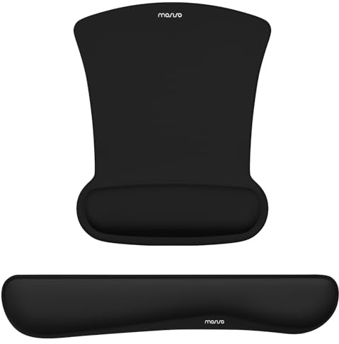 MOSISO Repose-Poignets pour Tapis de Souris & Clavier,Tapis de Souris Ergonomique Base Antidérapante Home/Office,Pain Relief & Easy Typing,Cushion avec Neoprene & Raised Memory Foam,Noir
