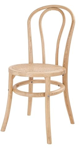 BUTLERS Kaffeehausstuhl 40x49x90 cm Ulmenholz - Wiener Melange | Farbe Braun - Esszimmerstuhl für Küchentische - Bistrostuhl für Balkone - Rattanstuhl mit Wiener Geflecht