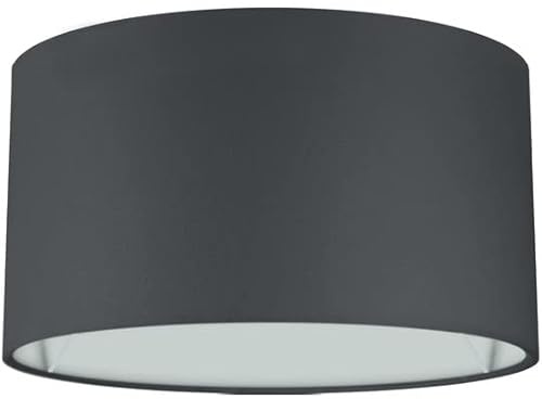 Wogati® Premium Lampenschirm | Ø45cm Höhe 28cm | Farbe: Schwarz | E14/E27 | rund | Baumwolle | für Stehlampen, Hängelampen, Tischlampen, Deckenlampen