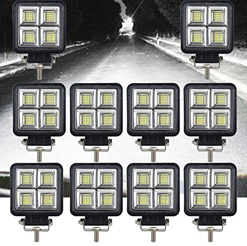 AUTOJARE 192W LED Arbeitsscheinwerfer Traktor 18240LM LED Zusatzscheinwerfer 12 volt 24v Strahler kfz Rückfahrscheinwerfer für Traktor Offroad SUV ATV... (10 Stück)
