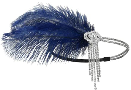 LEEMASING kvinnor dam retro fjäder klaff fest pannband tillbehör fascinator för bröllop tebjudning (blå), en storlek