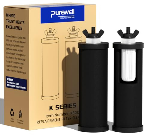 Purewell PF-3 Black 3-Stage Composite Purification Elements, Replacement Filters for ProOne® and Berkey® Filters, ProOne® or Berkey® Big+ Water Filter System and Purewell System (2 Pack, K Series)