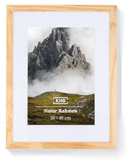 KHG Premium-Bilderrahmen 30x40 cm Natur, stabile Glasfront, für Zuhause