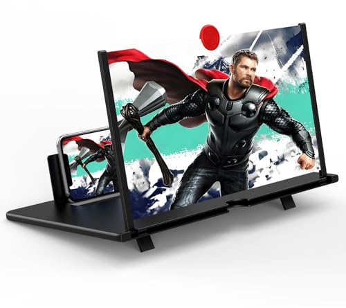 18'' Screen Magnifier for Cell Phone, Fanlory 3D HD Magnifying Screen Enlarger Expanders for Movies, Videos, and Gaming, Foldable Phone Stand with Screen Amplifier, Compatible with All Smartphones
