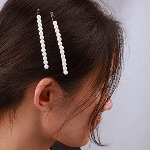 Aneneiceera Boho Perle Haarspange Vintage Perle Bobby Pins Retro Perle Haarspange Dekorative Französische 2 Stück Haarnadeln Hochzeit Haarschmuck Tägliches Tragen für Frauen und Mädchen (Gold)