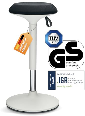 Ergotopia® Dykó ergonomischer Bürohocker - ergonomischer Sitzhocker mit Schwingeffekt - Sitzhöhe höhenverstellbar 56-83 cm - 360° drehbarer Hocker mit dynamischem Standfuß