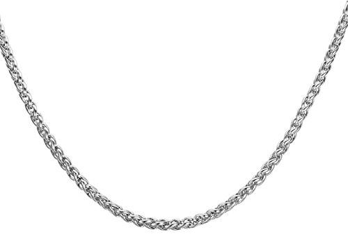 KnSam Edelstahl Weizenkette 55 cm, Halskette Herren Silber Freundschaftsketten Jungs Breit 5MM Kette Edelstahl Ohne Anhänger