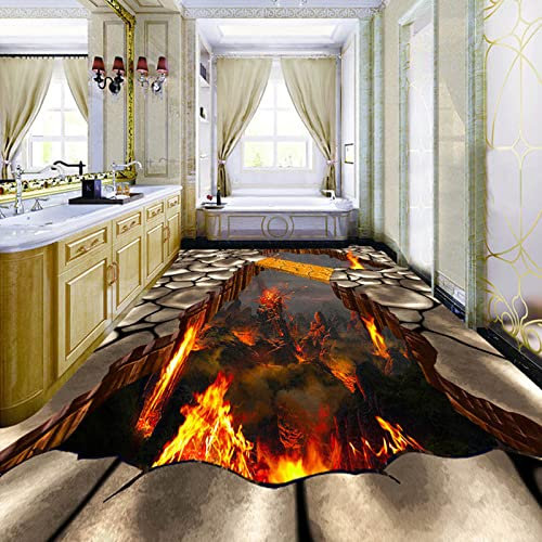 Papier Peint Auto-Adhésif Pour Solplancher Personnalisé Papier Peint Mural Pierre De Lave Magma 3D Stéréoscopique Plancher Autocollant Peinture Pvc Autocollant Imperméable À L'Eau Papier Pei