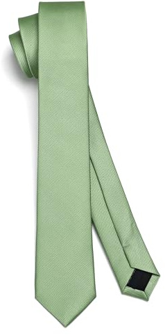 HISDERN Herren Krawatte Salbeigrün Schmale Einfarbig Seide Krawatten für Herren Klassische Formelle Elegante Schlipse Hochzeit Party Business Krawatte 6cm