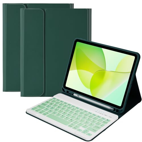 Tastatur Hülle für iPad Air 11 M4&M3&M2 2024-2026 Air 5/4 2020-2022 10.9'' | Schutzhülle mit Stifthalter & Auto Wake and Sleep, QWERTZ Deutsches Abnehmbarer Kabellose Tastatur für Pro 11 1st 2018-Grün