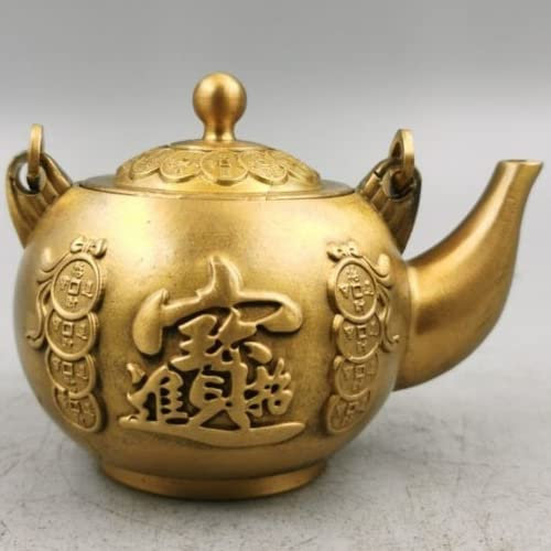 ORLOVA Set da tè Kungfu, Set da tè, for Campeggio, Ufficio, casa, 12 cm, Cina, Antico, Portafortuna, bollitore in Ottone, Ornamenti antichi for teiera