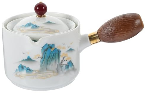 Kichvoe Tetera De Cerámica Japonesa Clásica Kyusu Tetera De Kungfú Con Mango Lateral Pequeña Tetera De Porcelana Con Filtro Infusor Colador Para Té Floreciente De Hojas Sueltas 380Ml