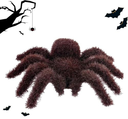 Ragno peloso di Halloween 11,5 x 9,5 cm, ragno finto realistico con zampe pieghevoli, ragno di Halloween spaventoso e peloso, decorazione spaventosa di Hallowe