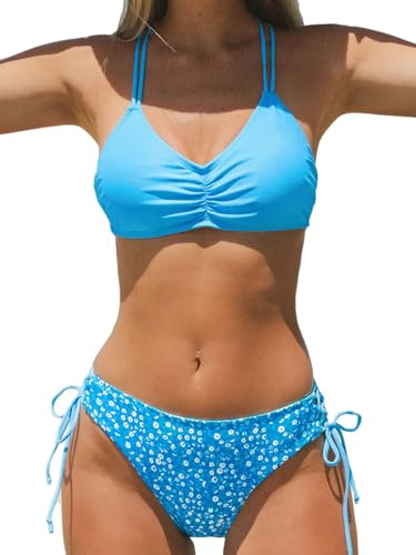 CUPSHE Bikini Damen Set Gestreift Wendeslip Geflochtene Träger Zweiteilig