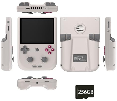 KANBUN RG405V handhållen spelkonsol, 4 + 128 G vertikal Android retro bärbar spelkonsol med 256 G TF-kort, 4 IPS pekskärm, 500 mAh, handhållen spelkonsol present till barn