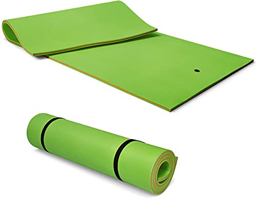 HOMASIS 350 x 180 cm Wasserhängematte für 4-6 Personen, aufrollbare Schwimmmatte bis zu 400 kg, schwimmende Wassermatte aus XPE-Schaum, Wasser Hängematte für Meer, Pool & See