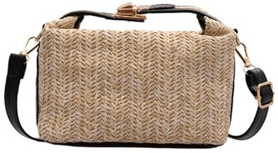 Lebartm Umhängetasche Stroh Damen Korbtaschen Tasche Handtasche handgemachte Schultertasche Böhmische Strandtasche Sommer Reisen Strand Crossbody Bag